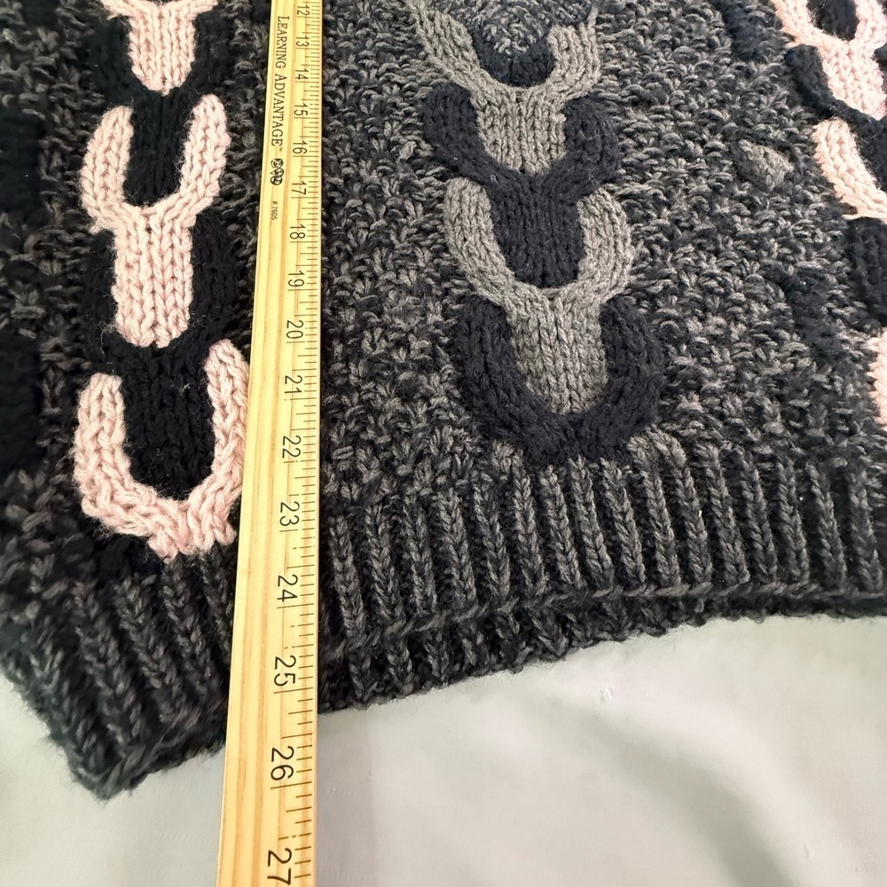 Vintage INDEX 80’s Chunky Cable Knit Gray N Pink Sweater Women’s Size Large Warm - Picture 9 of 12